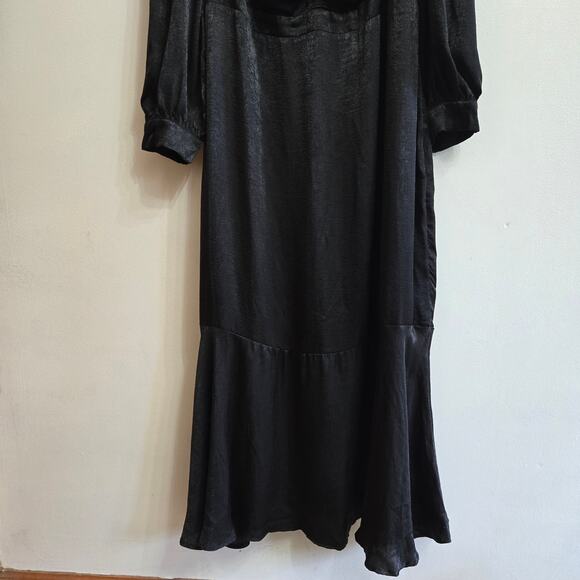 NWT Andrée by Unit Whimsigoth Vamp Witchy Black Satin Midi Long Sleeve Dress 2X - Picture 7 of 12